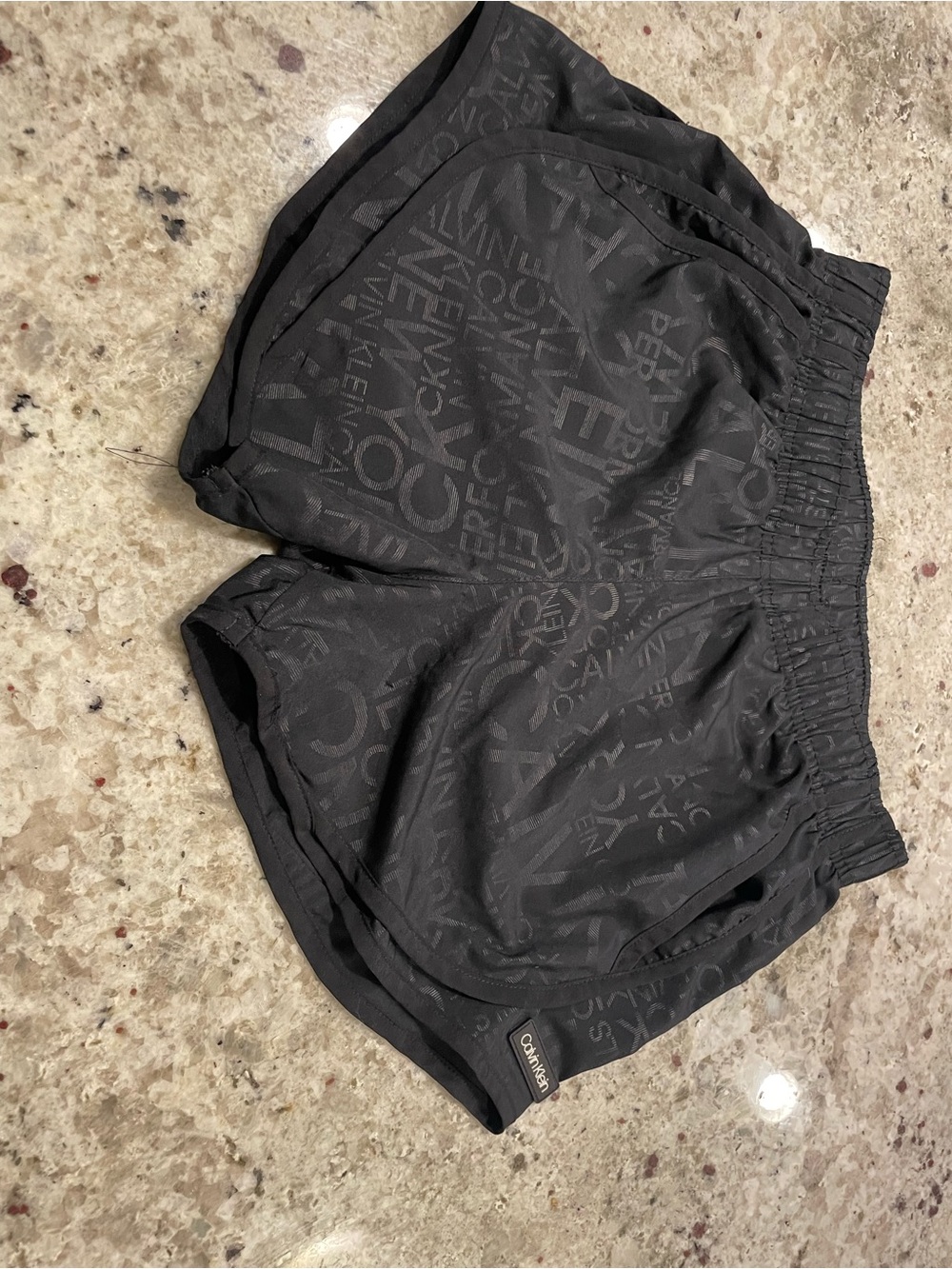 Calvin Klein Black Logo Jacquard Shorts with Branded Patch